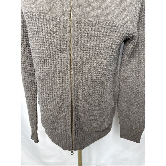 Autumn Cashmere Cardigan Sweater Men's M Gray Wool Zipper Pockets Old Money - Picture 4 of 8